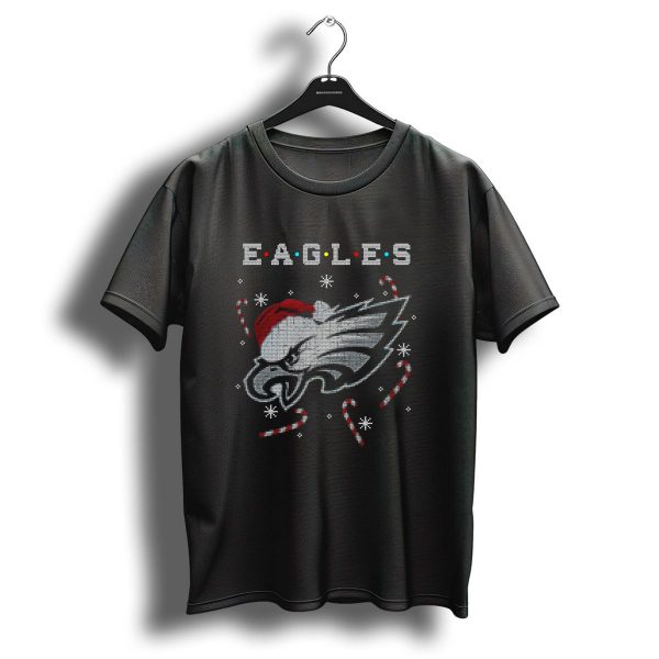 Eagles Candy Cane Santa Hat Christmas T Shirt 1 t shirt 1