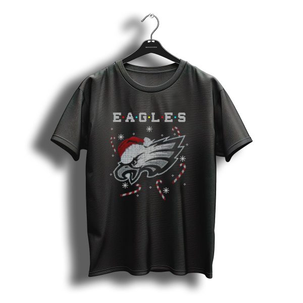 Eagles Candy Cane Santa Hat Christmas T Shirt t shirt 1