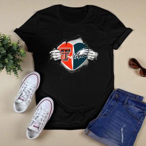 Eagles Texas Tech Heart Rip Logo T-Shirt