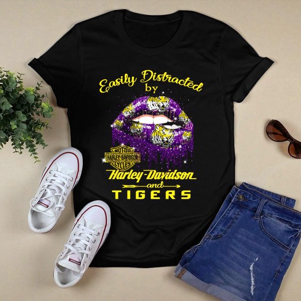 Easily Distracted By HD And Lsu Tigers T Shirt Black 1
