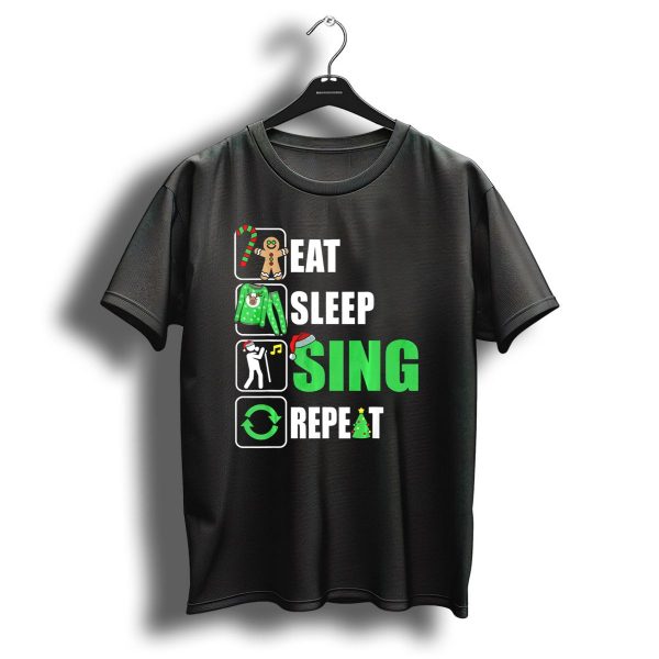 Eat Sleep Sing Repeat Christmas Sweater Singer Candy Cane Gingerbread Music Tree T Shirt 1 t shirt 1