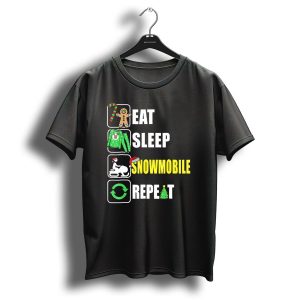 Eat Sleep Snowmobile Repeat Christmas Holiday Icons Gingerbread Sweater Candy Cane T-Shirt
