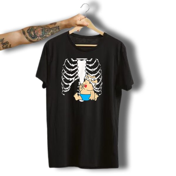 Eat The Babies Funny Skeleton Ribcage Halloween Protest T Shirt t shirt 1