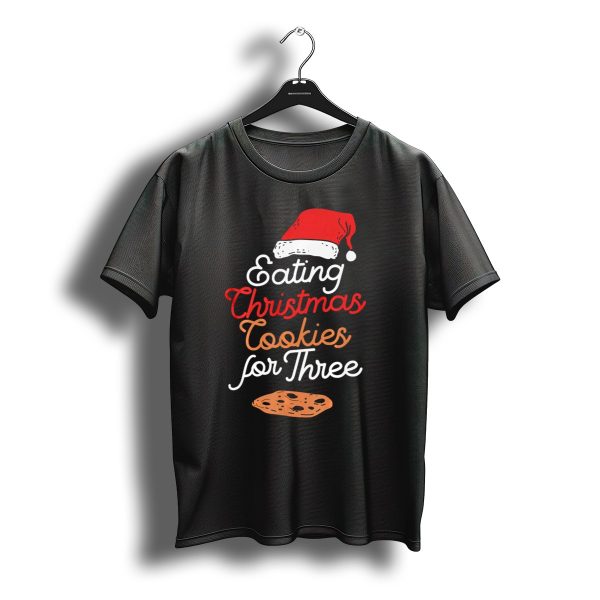 Eating Christmas Cookies For Three With Santa Hat And Cookie T Shirt t shirt 1