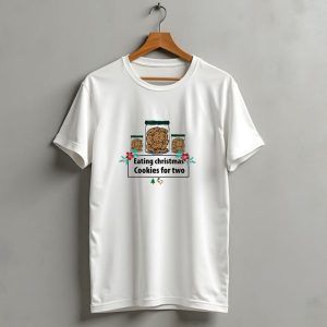 Eating Christmas Cookies For Two With Festive Jars And Holly Accents T Shirt 1