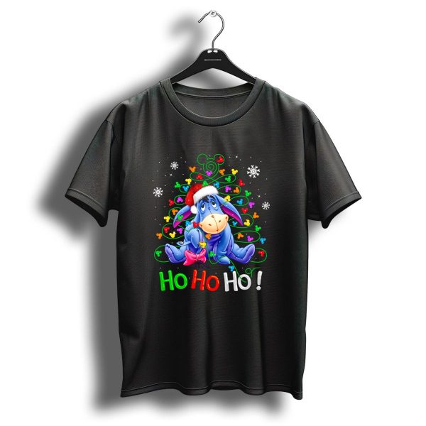Eeyore Ho Ho Ho Christmas Tree Santa Hat Snowflakes Holiday Disney T Shirt 1 t shirt 1
