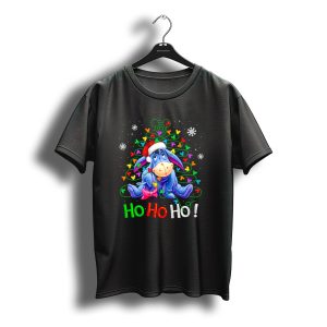 Eeyore Ho Ho Ho Christmas Tree Santa Hat Snowflakes Holiday Disney T-Shirt