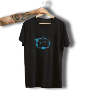 Electric Glowing Blue Halloween Pumpkin T-Shirt