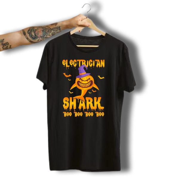 Electrician Shark Boo Boo Boo Boo Halloween Pumpkin Hat T Shirt t shirt 1
