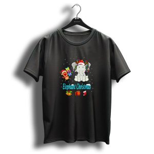 Elephant Christmas Reindeer Santa Gifts Snowflakes Holiday T Shirt