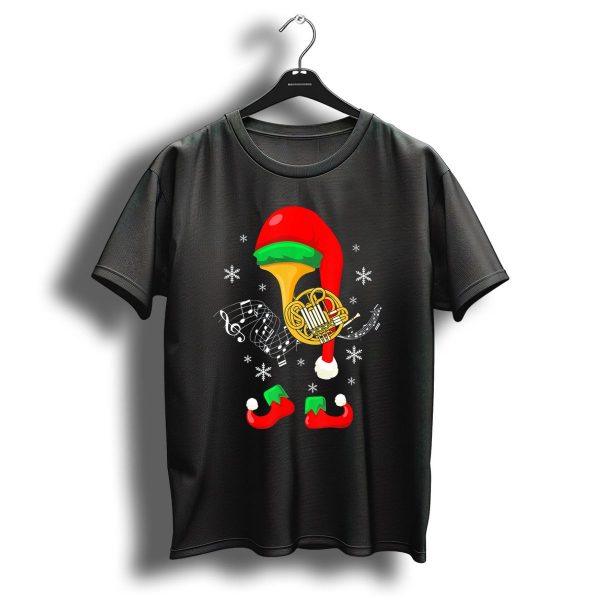 Elf French Horn Music With Christmas Hat And Shoes T Shirt 1 t shirt 1