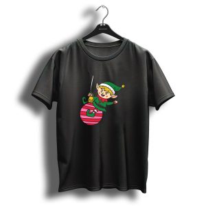 Elf On Striped Christmas T-Shirt
