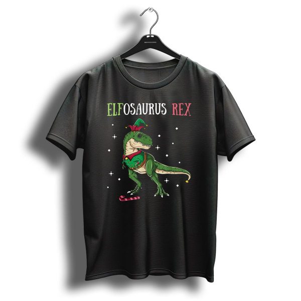 Elfosaurus Rex Elf Dinosaur Christmas T Rex With Candy Cane T Shirt 1 t shirt 1