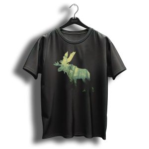 Elk Reindeer Forest Silhouette Christmas Deer North T Shirt