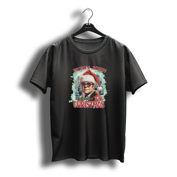 Elton John Step Into Christmas Signature 2025 Holiday Santa Hat Edition T Shirt t shirt 1