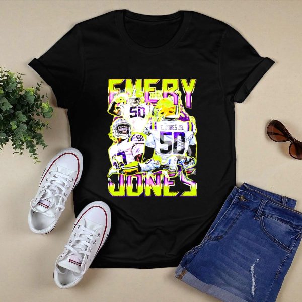 Emery Jones Jr 50 LSU Tigers Football T Shirt Black 1