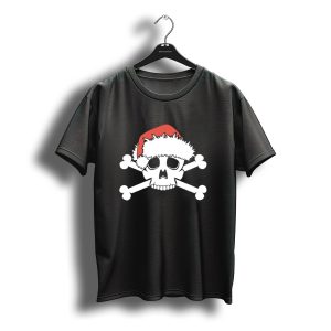 Emo Santa Skull Merry Nightmare Christmas Skeleton Skull And Crossbones T-Shirt