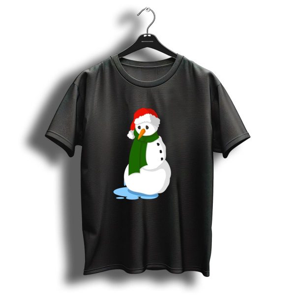 End Of The Season Melting Snowman Christmas Santa Hat Green Scarf T Shirt 1 t shirt 1