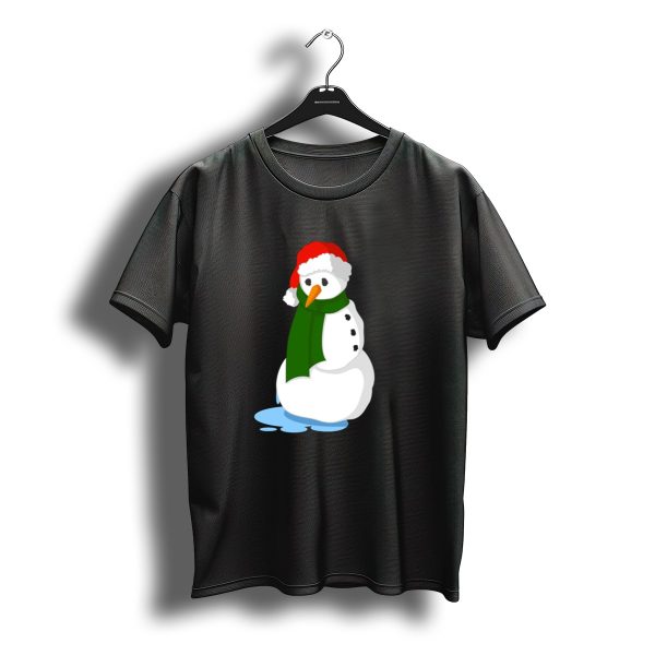 End Of The Season Melting Snowman Christmas Santa Hat Green Scarf T Shirt t shirt 1