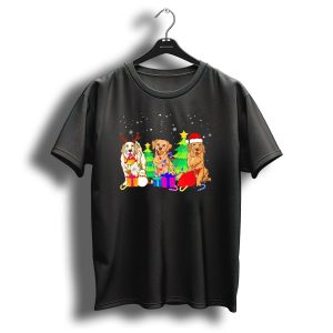 Energetic Labrador Retriever Christmas Trio With Reindeer Antlers And Santa Hat T Shirt