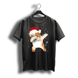 English Bulldog Dabbing Santa Christmas Snowflakes T-Shirt