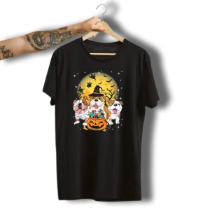 English Bulldog Mummy Witch Dog Moon Ghost Halloween T-Shirt
