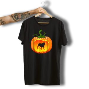 English Bulldog Pumpkin Silhouette Halloween T-Shirt