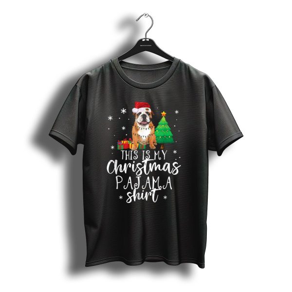 English Bulldog Santa Hat This Is My Christmas Pajama T Shirt t shirt 1