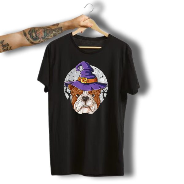 English Bulldog Witch Halloween Costume Dog Kids Girls Women T Shirt 1 t shirt 1
