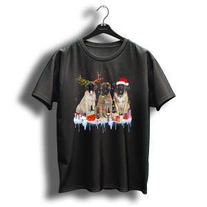 English Mastiff Reindeer Christmas Lights Santa Hat Snowflakes Presents T Shirt