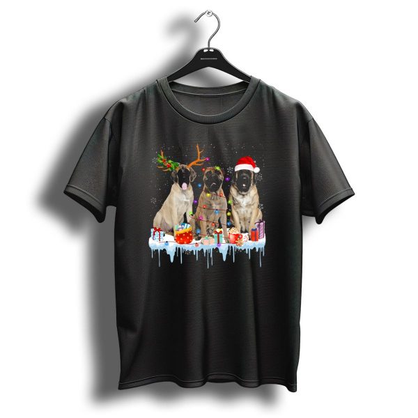 English Mastiff Reindeer Christmas Lights Santa Hat Snowflakes Presents T Shirt 1 t shirt 1