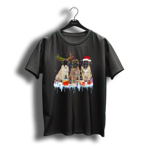 English Mastiff Reindeer Christmas Lights Santa Hat Snowflakes Presents T-Shirt