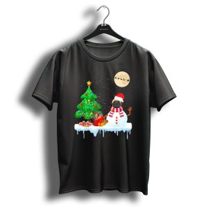 English Mastiff Snowman Santa Hat Christmas Tree Full Moon T Shirt