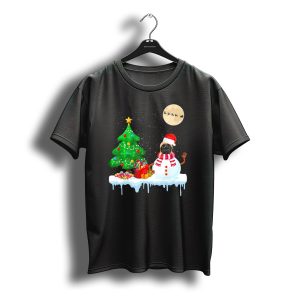 English Mastiff Snowman Santa Hat Christmas Tree Full Moon T-Shirt