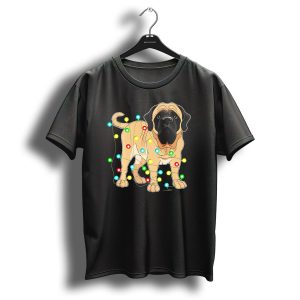 English Mastiff Wrapped In Christmas Lights Love T-Shirt