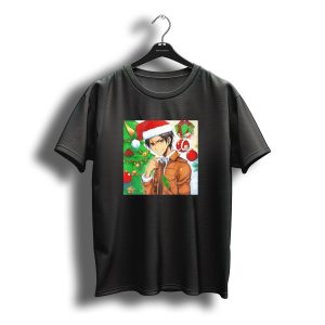 Eren Yeager Santa Hat Christmas Attack On Titan Anime Festive Tree T-Shirt