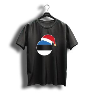Estonia Flag With Santa Claus Hat Christmas T-Shirt