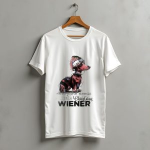 Everyone Needs A Little Christmas Wiener Dachshund With Lights And Santa Hat T-Shirt
