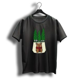 Eves Pin Cacti With Eyes In Christmas Scarf Bear Pot T Shirt