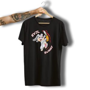 Evil Bunny Halloween Funny Bad Rab Chainsaw T-Shirt
