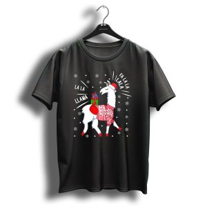 Fa La La Fa La La La La Llama Christmas Santa Hat Sweater Snowflakes T Shirt