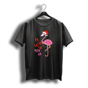 Fa La La La Flamingo Christmas Santa Hat Lights T-Shirt