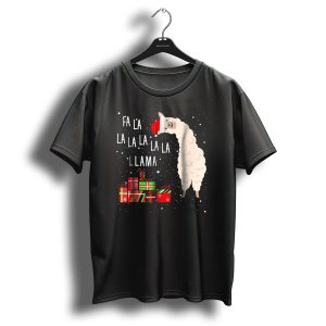 Fa La La La La La Llama Christmas Gifts Santa Hat T Shirt