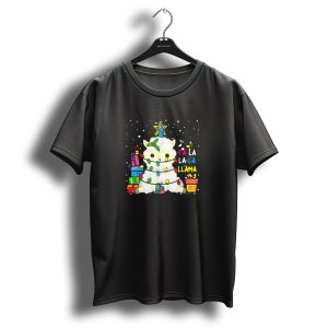 Fa La La La Llama Christmas Lover Cute Singing Llama With Lights T-Shirt