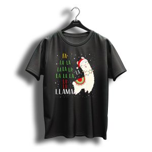Fa La La La Llama Christmas Santa Hat Festive Lights T-Shirt