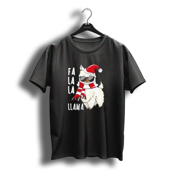 Fa La La La Llama Merry Christmas Santa Hat And Sunglasses T Shirt t shirt 1