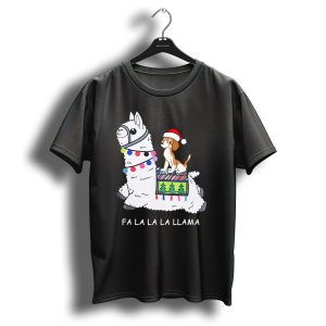 Fa La La La Llama Santa Beagle Festive Christmas Ride T Shirt