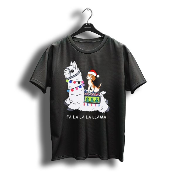 Fa La La La Llama Santa Beagle Festive Christmas Ride T Shirt t shirt 1