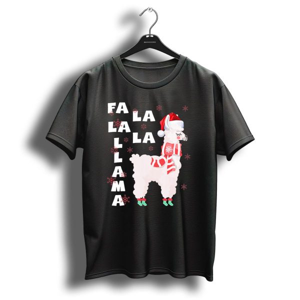 Fa La La La Llama Santa Christmas Fun With Festive Llama And Snowflakes T Shirt 1 t shirt 1