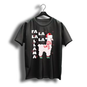 Fa La La La Llama Santa Christmas Fun With Festive Llama And Snowflakes T-Shirt